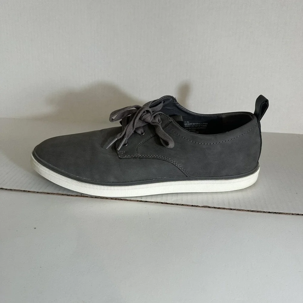 Goodfellow & Co Khalil Mens 11.5 Charcoal Gray Faux Leather Lace Up Loafer Shoes